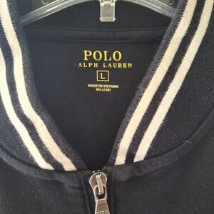 Polo by Ralph Lauren Black Jacket with White Striped Collar